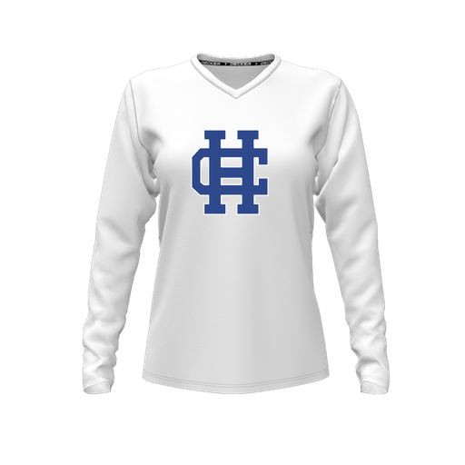 [CUS-DFW-TEES-CMF-VNK-LSL-WHT-FYXS-LOGO3] Comfort T-Shirt (Female Youth XS, White, V Neck, Logo 3, Long Sleeve)