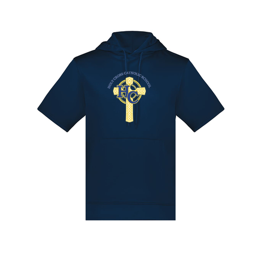 [6871.065.S-LOGO2] Men's Dri Fit Short Sleeve Hoodie (Adult S, Navy, Logo 2)