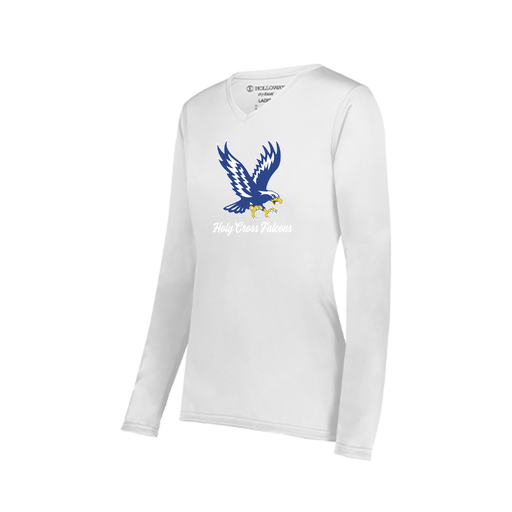[222824.005.S-LOGO1] Ladies LS Smooth Sport Shirt (Female Adult S, White, Logo 1)