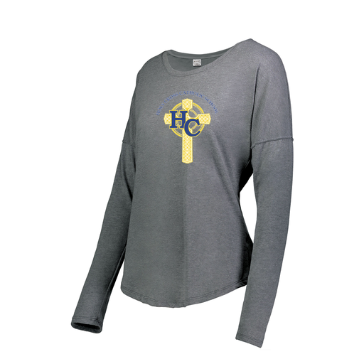 [FTLCUBGY-FAS-LOGO2] Decker Women's Tri-Blend T-Shirt - Long Sleeve (Female Adult S, Gray, Logo 2)